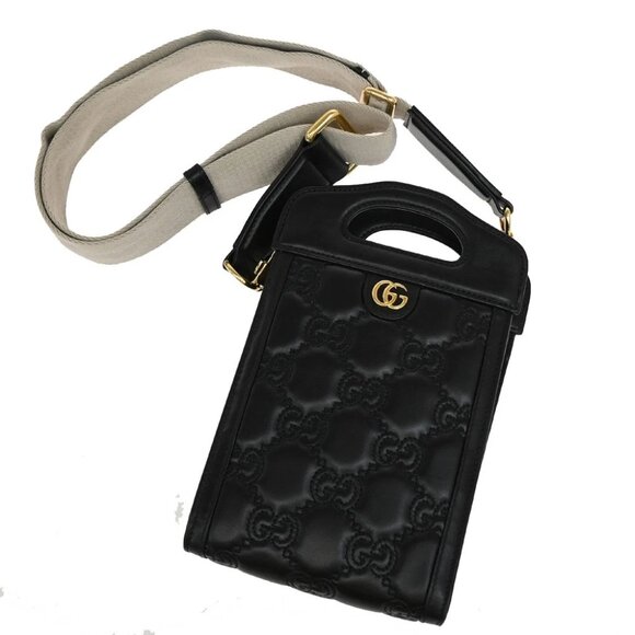 GUCCI GG Matelasse Top Handle Mini 2Way Shoulder Hand Bag Leather BK GHW 99RL288 - Picture 1 of 16